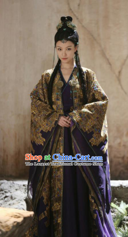 Chinese Ancient Flowers Goddess Dress Drama Love and Destiny Princess Ling Xi Ni Ni Costumes and Headpiece for Women