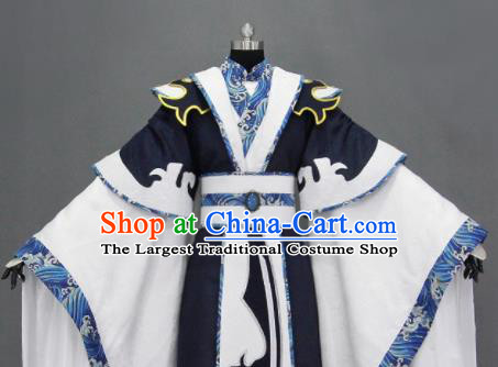 Chinese Traditional Cosplay King Navy Costumes Ancient Swordsman Clothing for Men