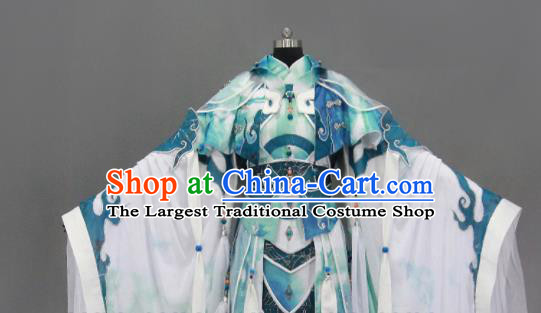 Customize Chinese Traditional Cosplay Taoist King Blue Costumes Ancient Swordsman Clothing for Men