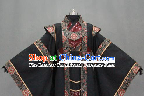 Customize Chinese Traditional Cosplay Monarch Black Costumes Ancient Swordsman Clothing for Men