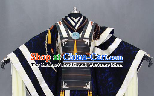 Customize Chinese Traditional Cosplay Taoist Priest Navy Costumes Ancient Swordsman Clothing for Men