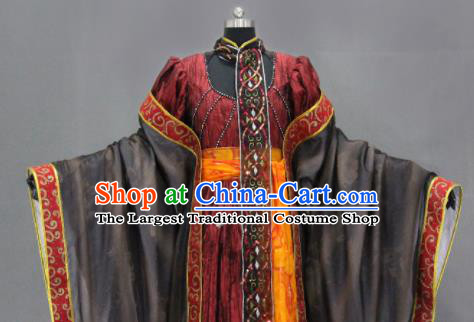 Traditional Chinese Cosplay Goddess Queen Purplish Red Dress Ancient Drama Female Swordsman Costumes for Women