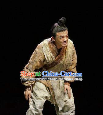 Chinese Drama Fu Sheng Ancient Qin Dynasty Civilian Clothing Stage Performance Dance Costume for Men