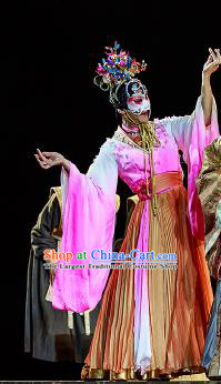 Chinese Drama Prince of Lanling Ancient Court Lady Dress Stage Performance Dance Costume and Headpiece for Women