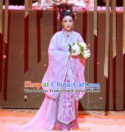 Chinese Drama Guangling Verse Ancient Jin Dynasty Court Lady Dress Stage Performance Dance Costume and Headpiece for Women