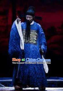 Chinese The Legend of Wang Yangming Ancient Ming Dynasty Officer Blue Clothing Stage Performance Dance Costume for Men