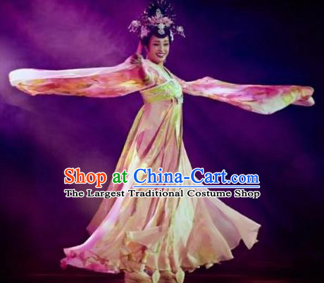 The Empress of China Ancient Tang Dynasty Imperial Consort Pink Dress Stage Performance Dance Costume and Headpiece for Women