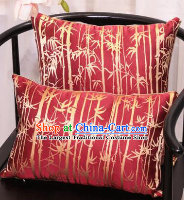Traditional Chinese Pillowslip Classical Bamboo Pattern Red Brocade Cover Two Pieces Complete Set Home Decoration Accessories