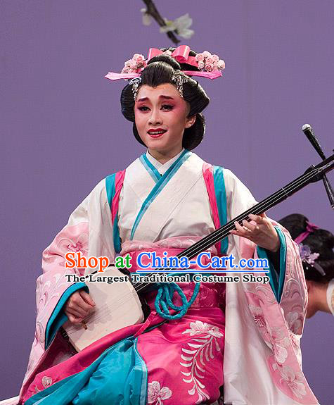 The Legend of Chunqin Shaoxing Opera Japan Geisha Kimono Dress Stage Performance Costume and Headpiece for Women