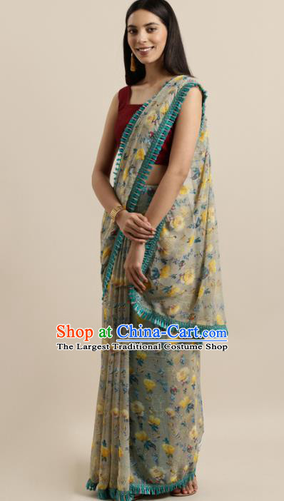 Asian Indian Bollywood Printing Georgette Dress India Traditional Sari Costumes for Women