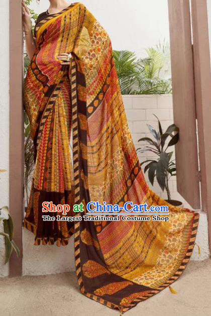 Asian Indian Bollywood Printing Saree Dress India Traditional Costumes for Women