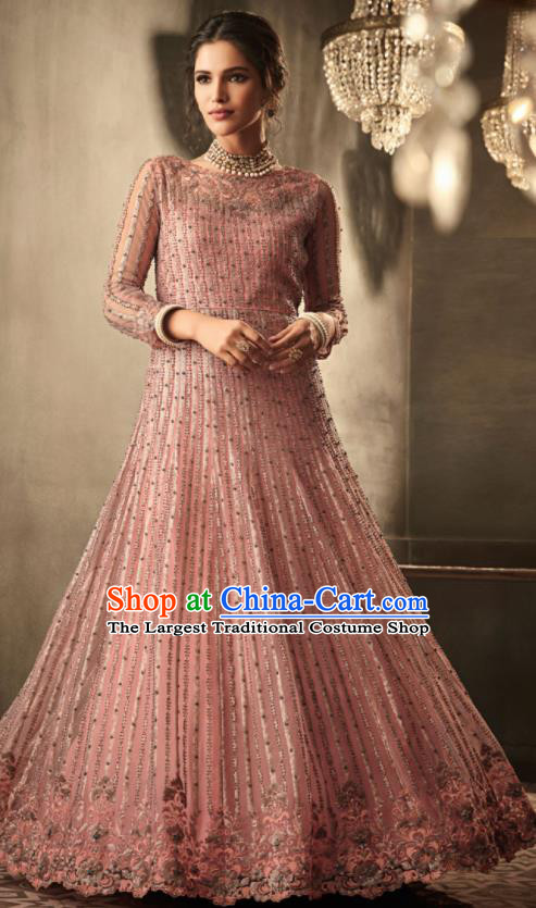 Asian Indian Festival Embroidered Lehenga Pink Dress India Bollywood Traditional Court Costumes for Women