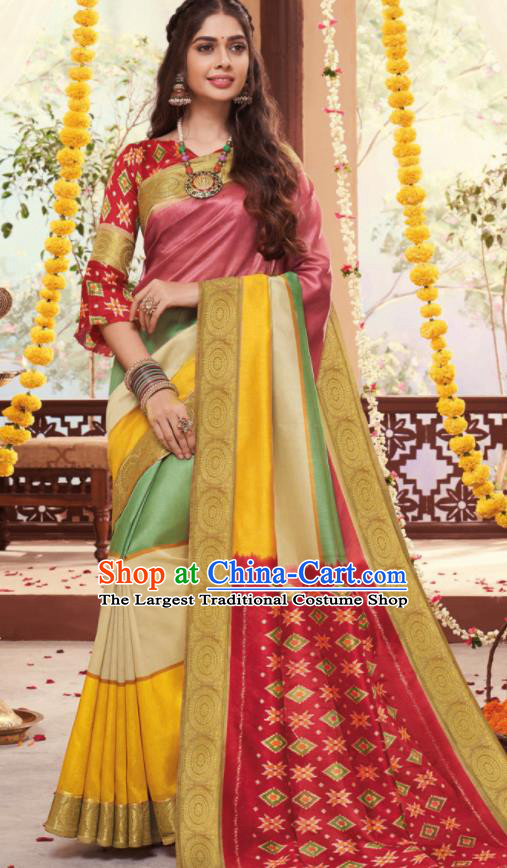 Asian Indian National Lehenga Pink Cotton Sari Dress India Bollywood Traditional Costumes for Women