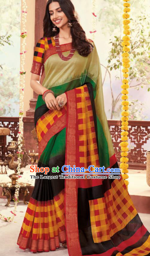 Asian Traditional Indian National Cotton Sari Dress India Lehenga Bollywood Costumes for Women