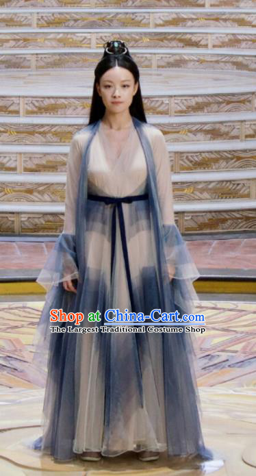 Chinese Ancient Goddess Ling Xi Silk Dress Drama Love and Destiny Ni Ni Replica Costumes and Headpiece for Women