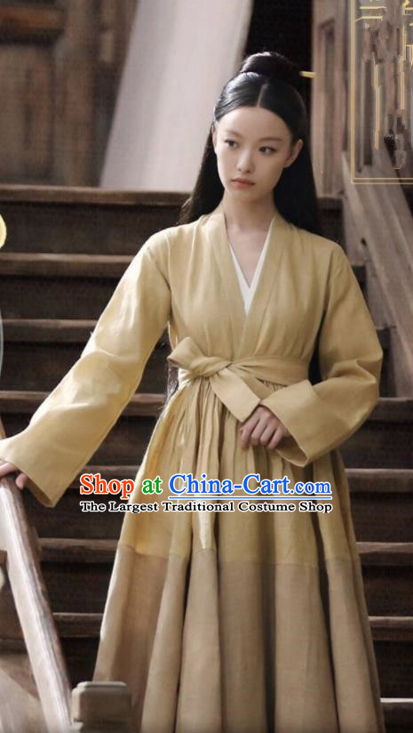 Chinese Ancient Maidservant Yellow Cloth Dress Drama Love and Destiny Female Civilian Lin Mo Ni Ni Replica Costumes for Women