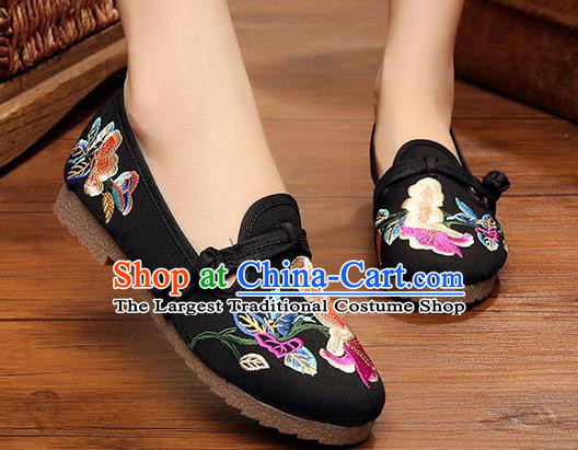 Traditional Chinese National Embroidery Black Shoes Embroidered Shoes Hanfu Shoes for Women