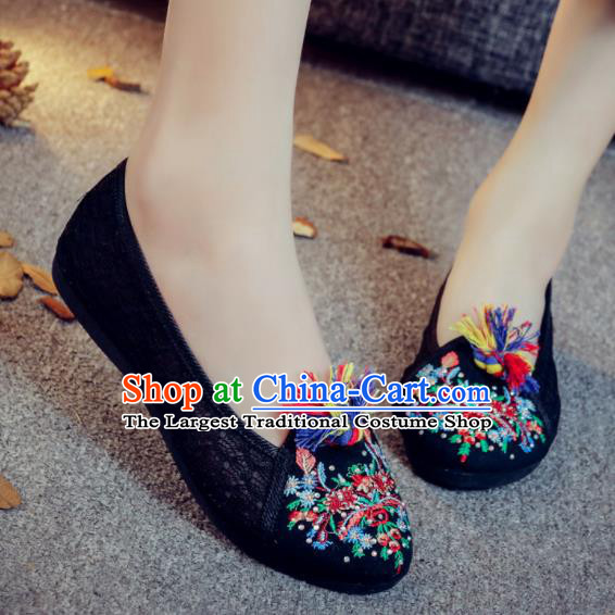 Traditional Chinese Black Shoes Embroidered Shoes Cloth Shoes for Women