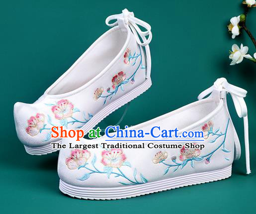 Chinese Traditional Embroidered Pink Flowers Shoes Hanfu Shoes Princess Shoes for Women