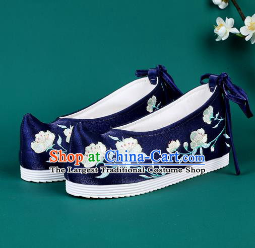 Chinese Traditional Embroidered Flowers Royalblue Shoes Hanfu Shoes Princess Shoes for Women