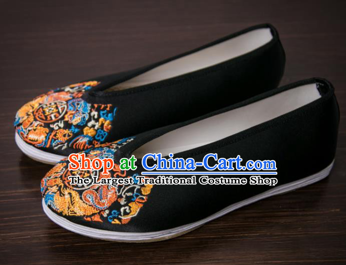 Handmade Chinese Bridegroom Embroidered Black Shoes Traditional Kung Fu Shoes Hanfu Shoes for Men