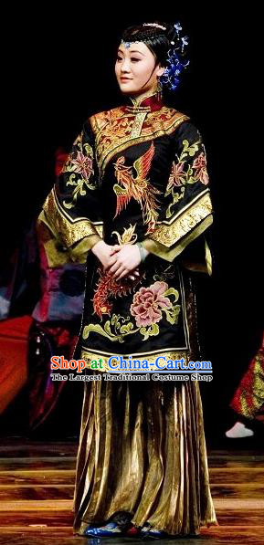 Chinese Dance Drama Wild Jujubes Ancient Dowager Black Dress Stage Performance Dance Costume and Headpiece for Women