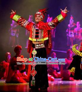 Impression Shanha Chinese She Nationality Bridegroom Clothing Stage Performance Dance Costume for Men