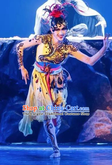 Goddess of the Moon Chinese Classical Dance Dress Stage Performance Dance Costume and Headpiece for Women