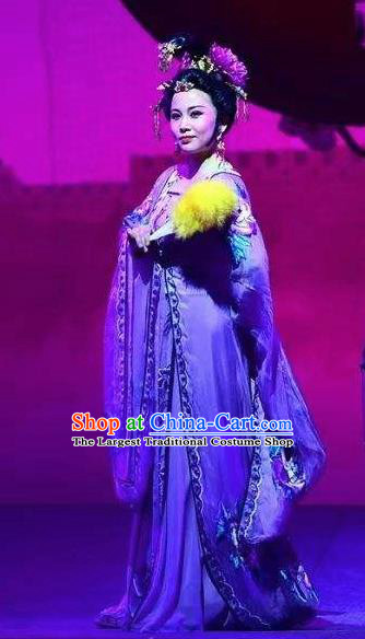 Amber Fate Chinese Beijing Opera Empress Dowager Purple Dress Stage Performance Dance Costume and Headpiece for Women