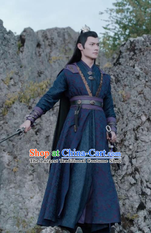 The Untamed Chinese Drama Ancient Swordsman Jiang Cheng Navy Costumes for Men