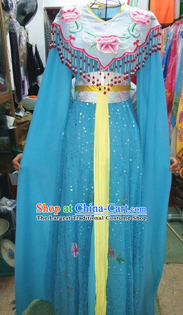 Chinese Traditional Beijing Opera Diva Costume Peking Opera Young Lady Blue Dress for Adults