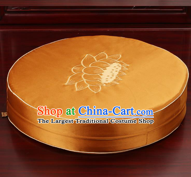 Chinese Classical Household Ornament Traditional Rush Cushion Cover Golden Brocade Mat Cover