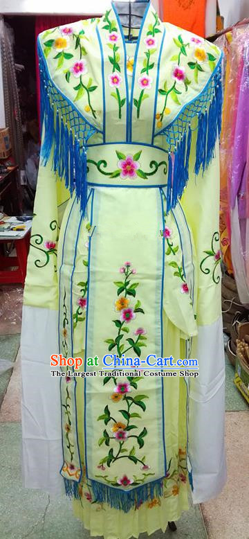 Chinese Traditional Beijing Opera Young Lady Costume Peking Opera Diva Light Yellow Dress for Adults