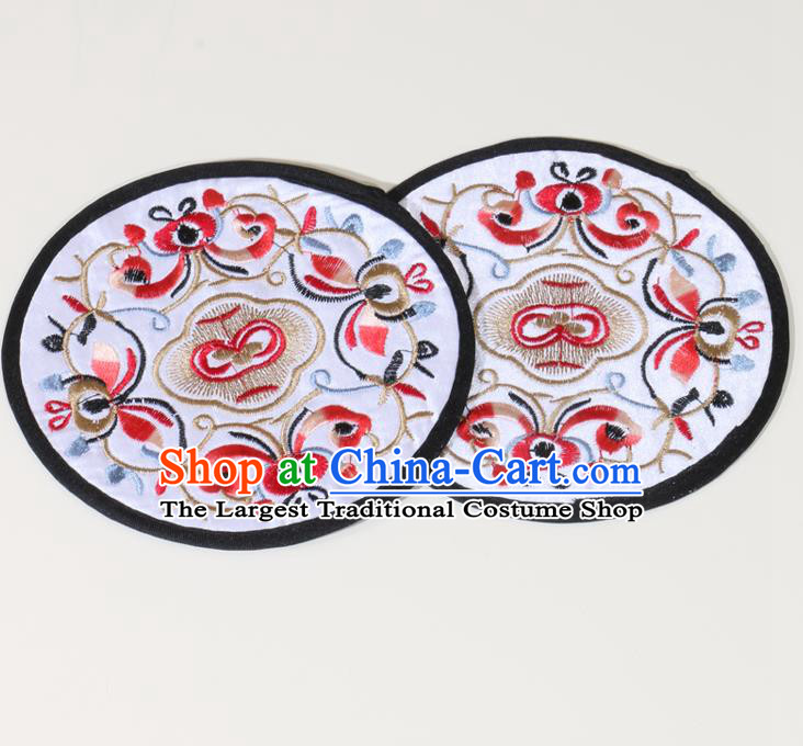 Chinese Traditional Household Accessories Classical Embroidered White Brocade Teacup Mat