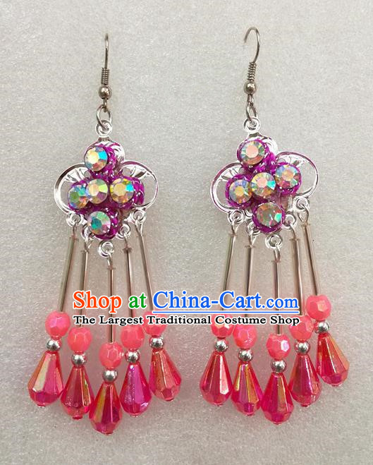 Chinese Traditional Beijing Opera Earrings Peking Opera Actress Rosy Eardrop for Adults