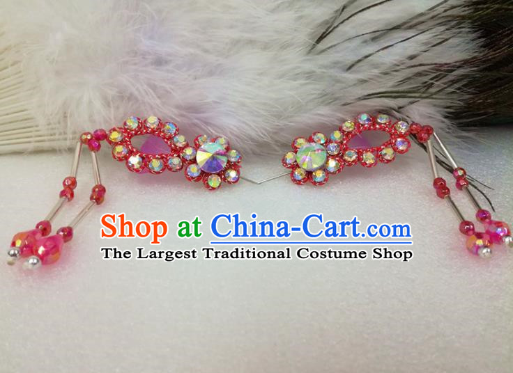 Chinese Traditional Beijing Opera Actress Hair Accessories Ancient Princess Red Hairpins for Adults