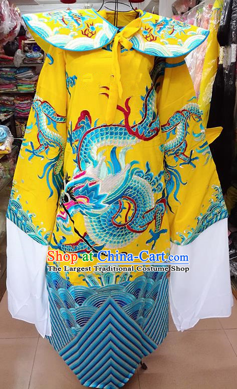 Chinese Traditional Beijing Opera Minister Costume Peking Opera Old Gentleman Yellow Embroidered Robe for Adults