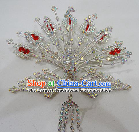 Chinese Traditional Beijing Opera Diva Crystal Phoenix Hairpins Princess Hair Clip Hair Accessories for Adults