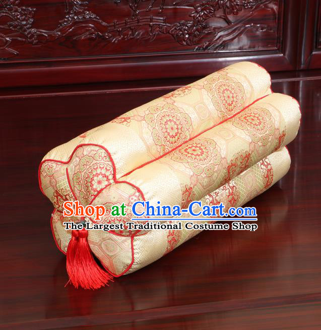 Chinese Traditional Household Accessories Classical Pattern Golden Brocade Plum Blossom Pillow