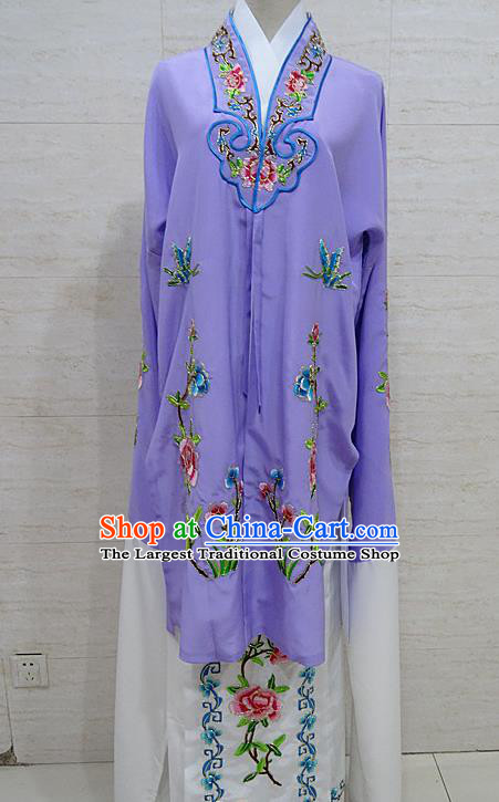 Chinese Traditional Beijing Opera Embroidered Peony Purple Dress Peking Opera Diva Costume for Adults