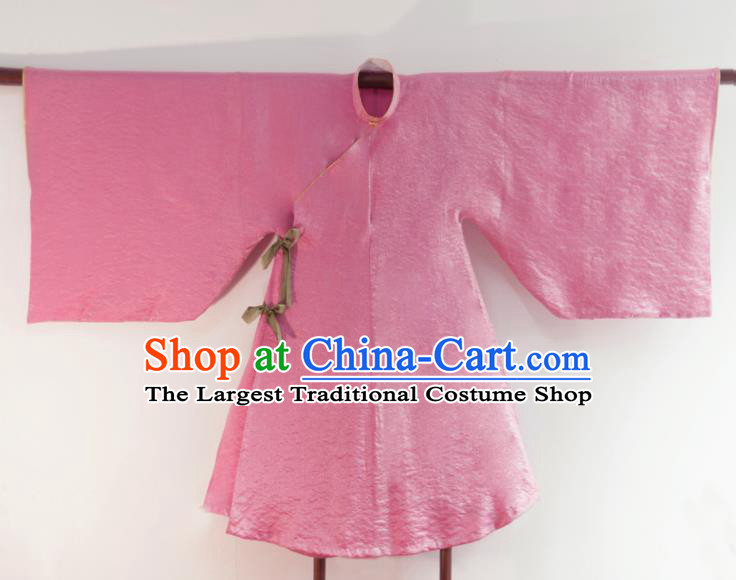 Chinese Ancient Princess Historical Costume Ming Dynasty Rosy Silk Blouse for Women