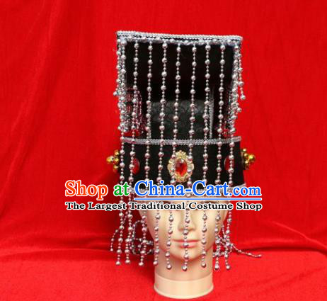 Chinese Traditional Beijing Opera Hat Peking Opera Emperor Tassel Black Hat