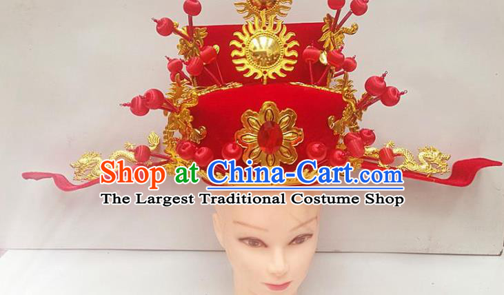 Chinese Traditional Beijing Opera Niche Headwear Peking Opera Number One Scholar Red Hat