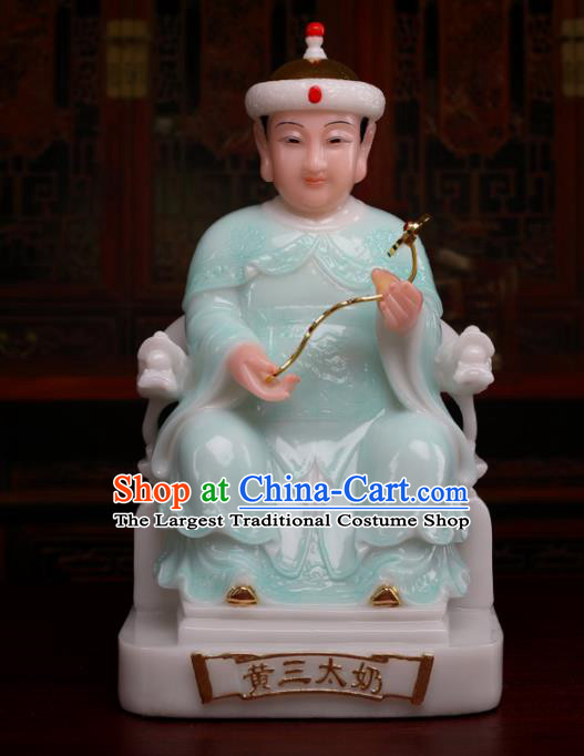 Chinese Traditional Religious Supplies Feng Shui Green Goddess Statue Taoism Accessories