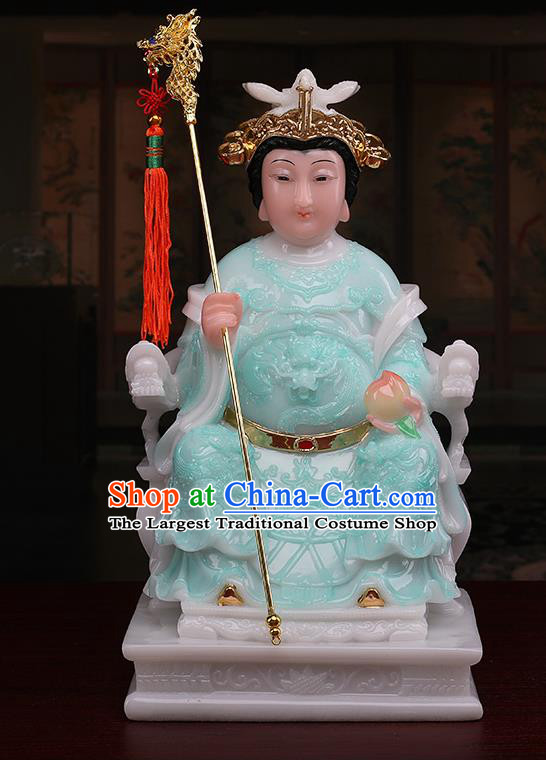 Chinese Traditional Religious Supplies Feng Shui Green Cloth Taoism Heavenly Queen Statue Decoration