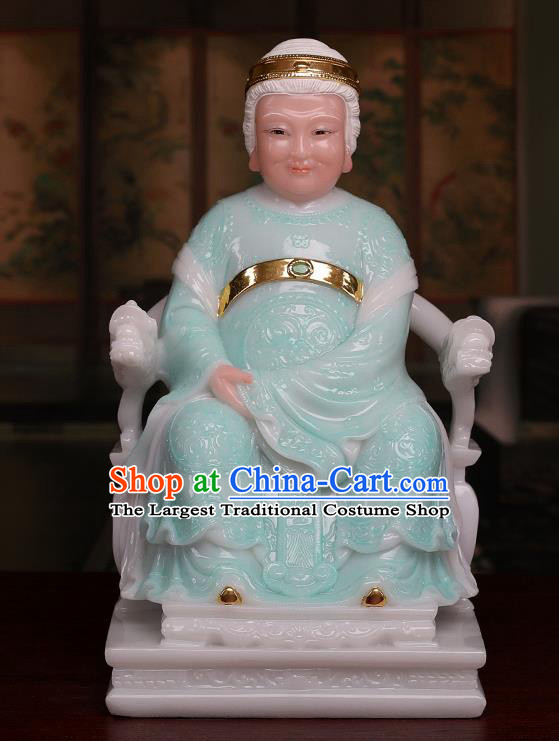 Chinese Traditional Religious Supplies Feng Shui Green Marble Taoism Earth Grandmother Decoration
