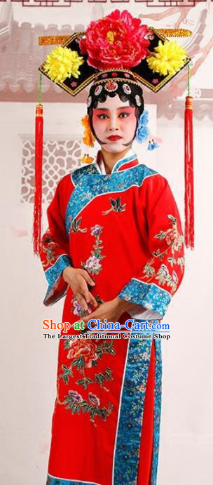 Chinese Traditional Beijing Opera Diva Costume Ancient Qing Dynasty Queen Red Dress