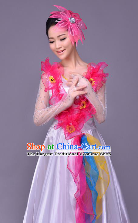 Top Grade Opening Dance Modern Dance Costume Classical Chorus Group White Dress for Women