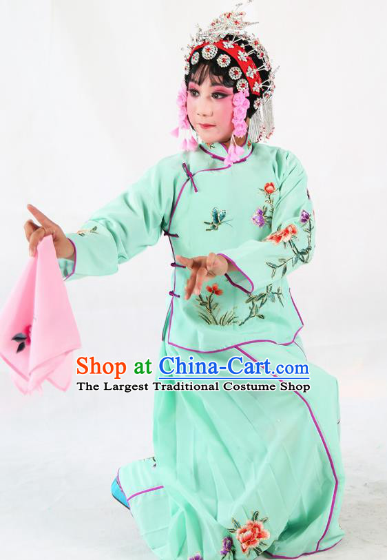 Traditional Chinese Beijing Opera Children Costume Peking Opera Maidservants Green Dress for Kids