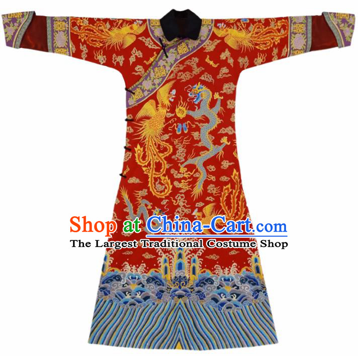 Traditional Chinese Qing Dynasty Queen Hanfu Ancient Empress Red Historical Costume for Women